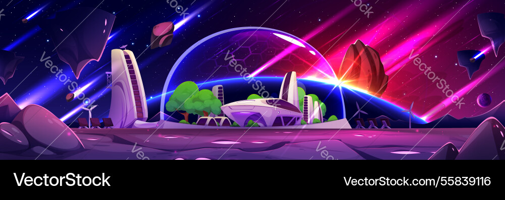Space station on mars Royalty Free Vector Image