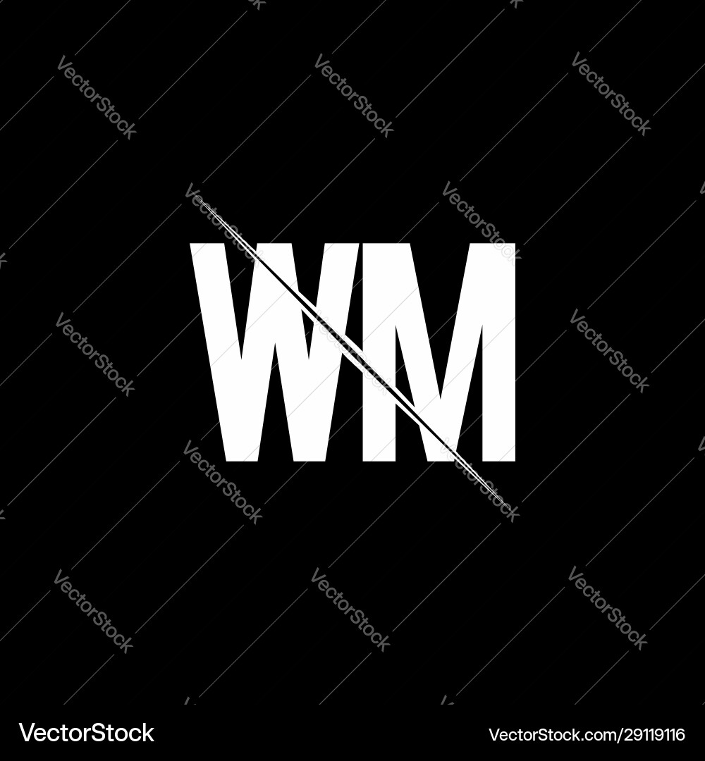 Wm logo monogram with slash style design template vector image