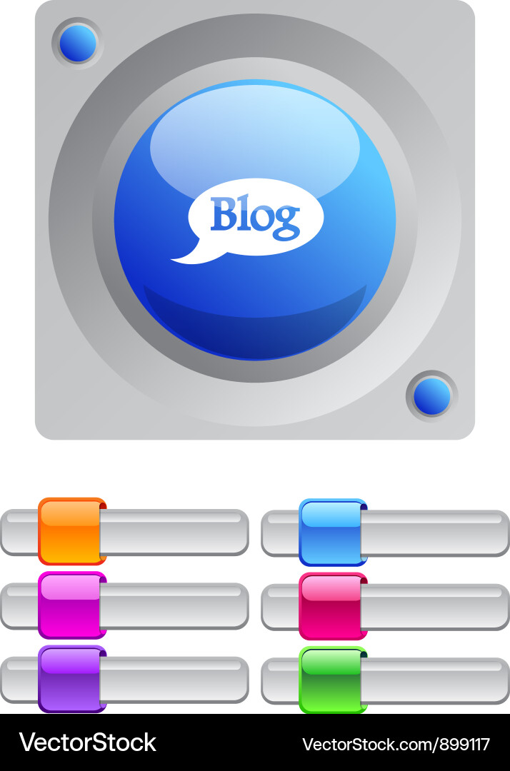 Blog color round button vector image
