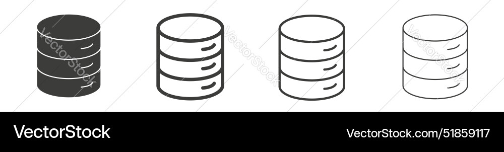Database icon set cylinder server data storage Vector Image