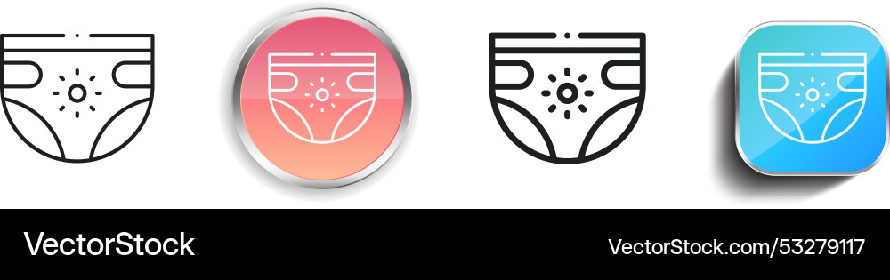 Diapers icon thin linear regular and button style vector image