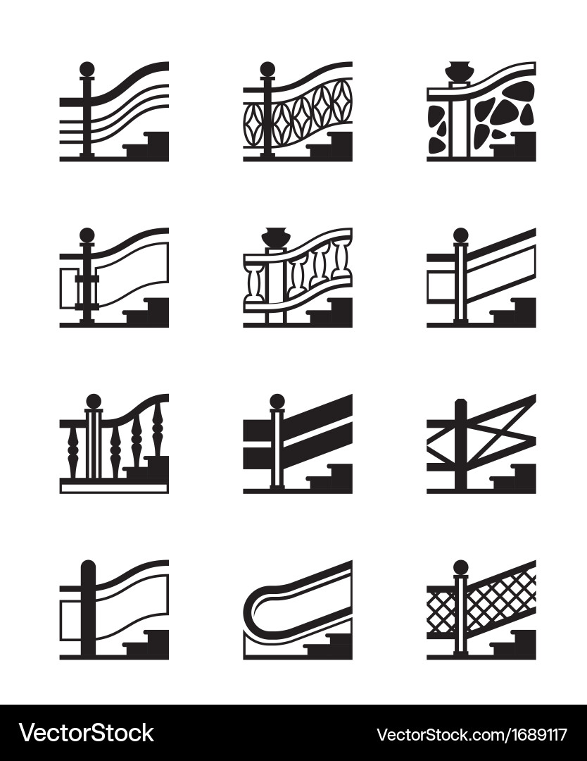 Different types of railings vector image