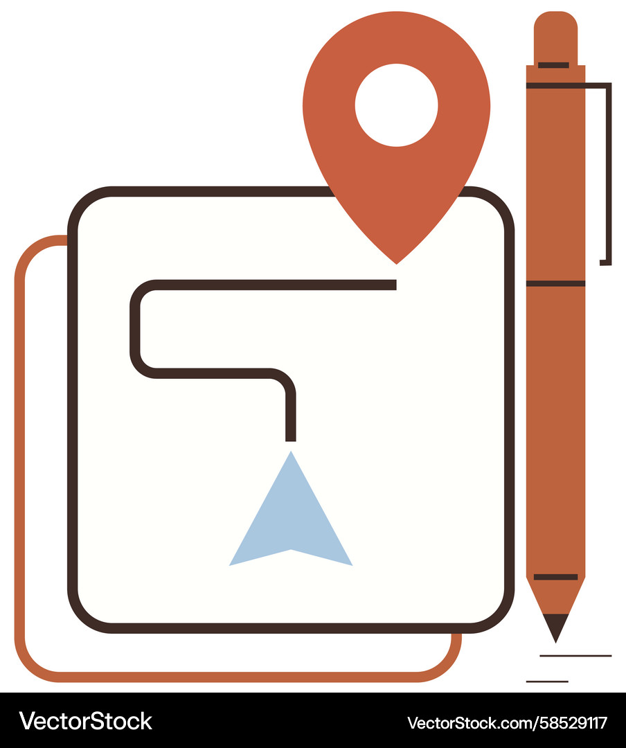 Direction Path with Map Pointer Vector Image