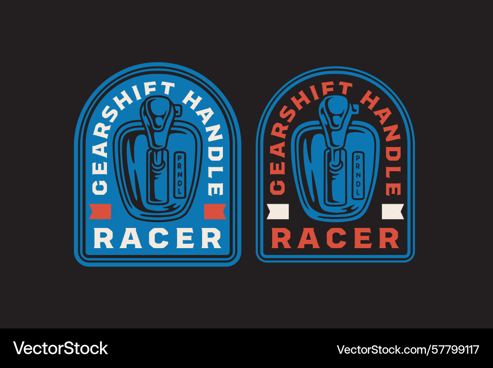 Gearshift handle retro badge logo design set vector image