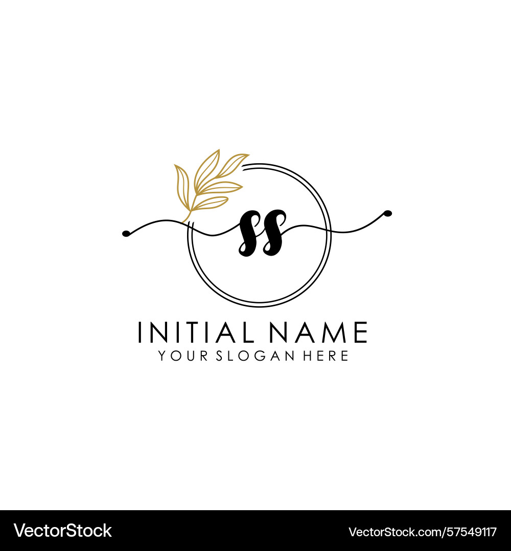 Handwritten ss initial logo with botanical Vector Image