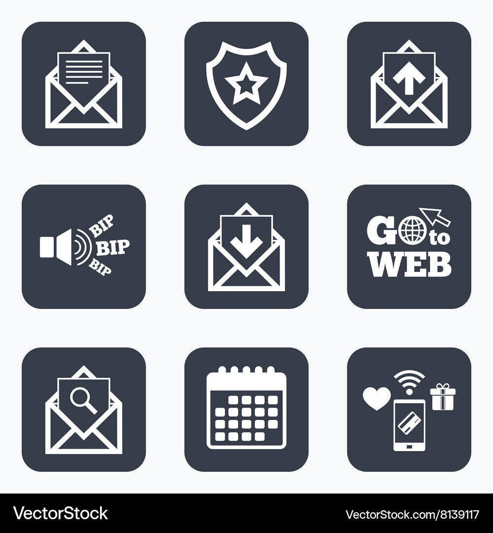 Mail envelope icons message document symbols Vector Image