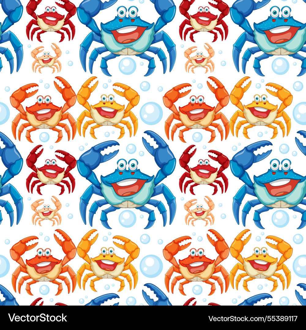 Playful Krabben mit Blasen in einem nahtlosen Design Playful Krabben mit Blasen in einem nahtlosen Design vektorbild