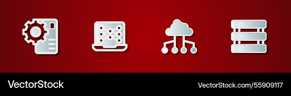 Set neural network cloud connection Set neural network cloud connection vector image