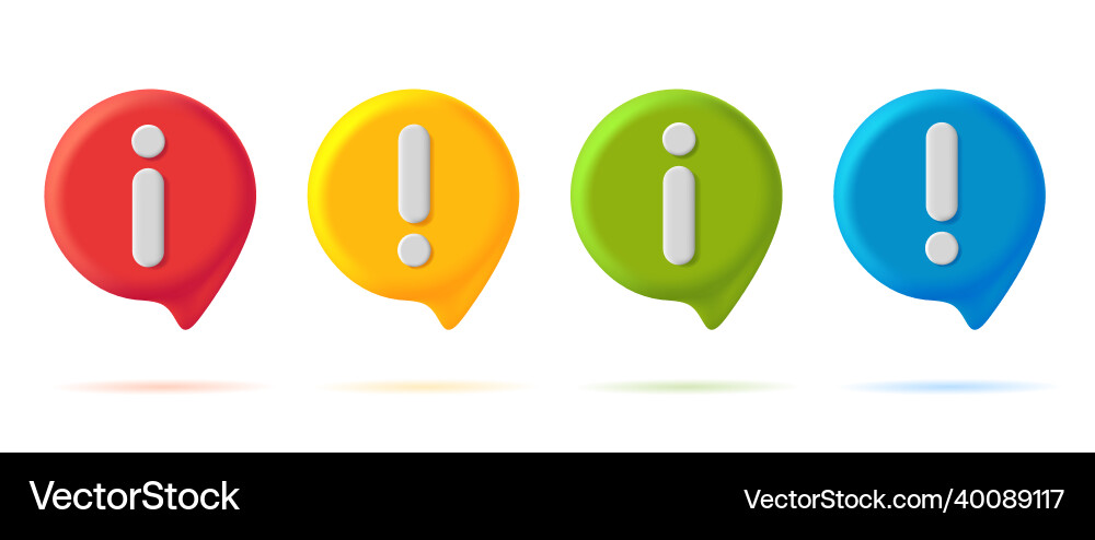 Set of 3d digital icons with info and warning Set of 3d digital icons with info and warning vector image