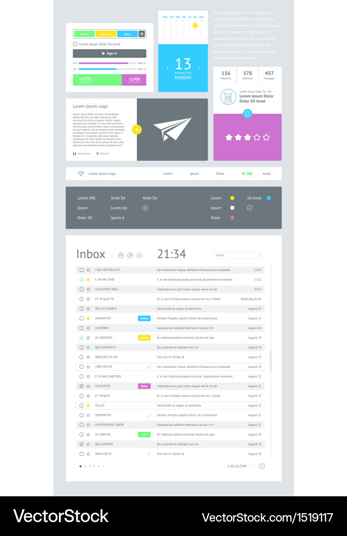 Ui is a set components featuring the flat design vector image
