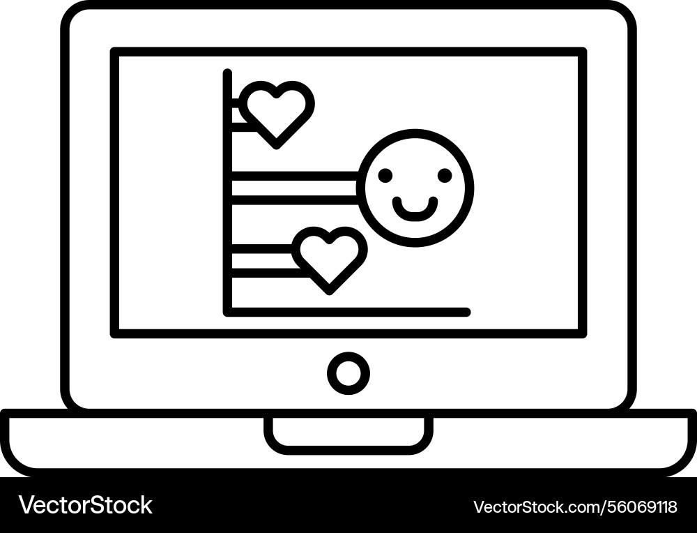 A laptop screen with smiling face and row Vector Image