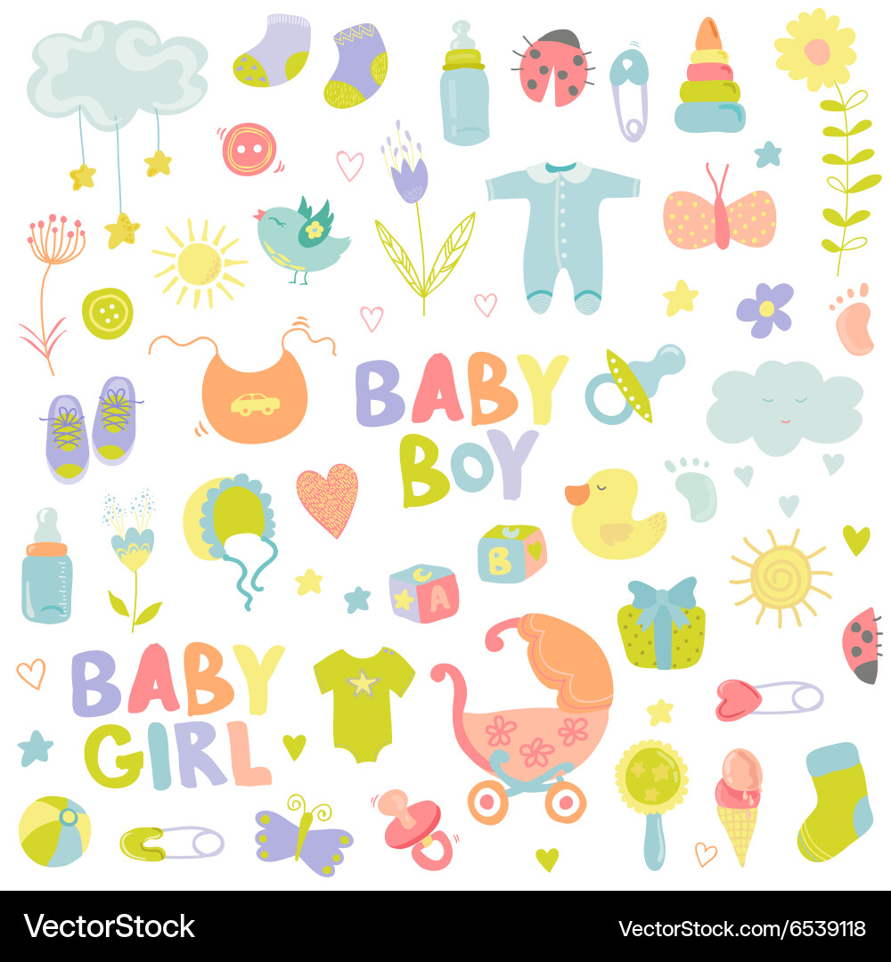 Baby Celebration Elements Vector Image