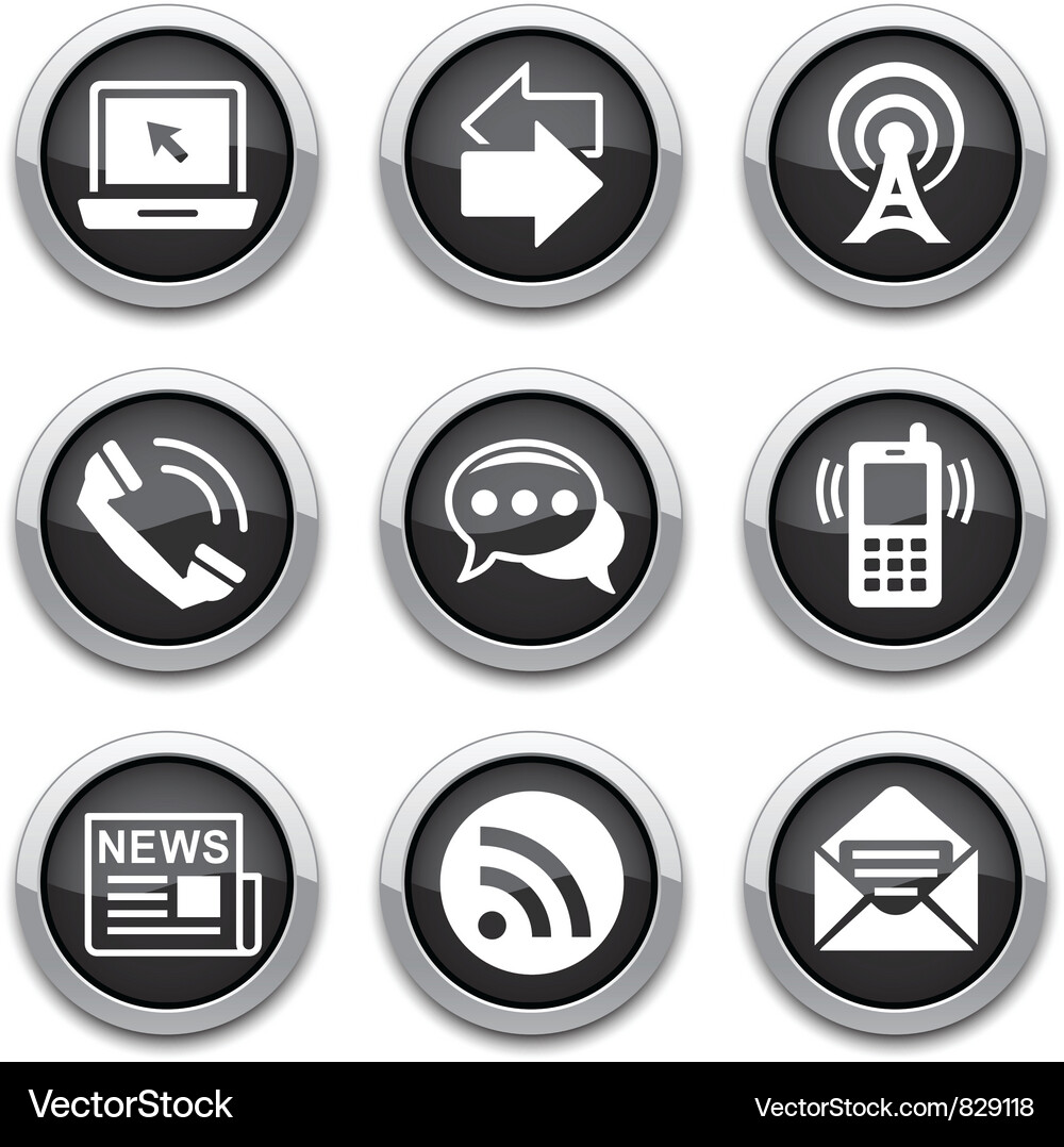 Communication Icons - Shiny Buttons Vector Image
