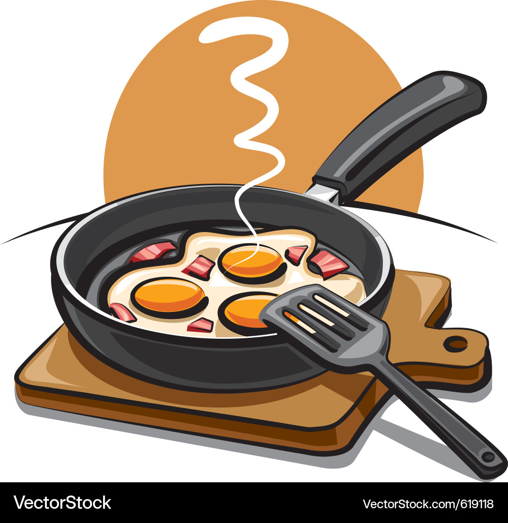 Delicious Fried Eggs with Crispy Bacon Vector Image
