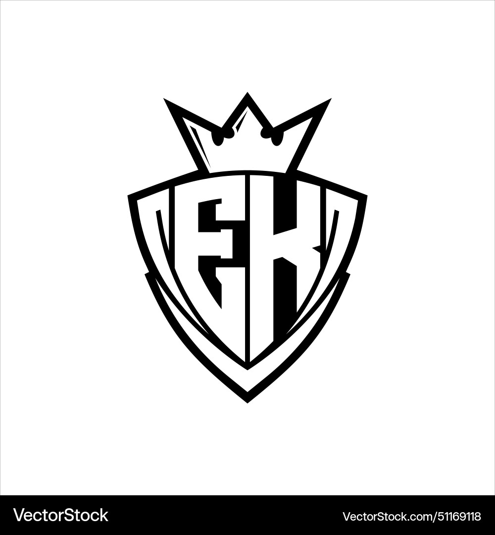 Ek letter logo with sharp triangle shield shape Ek letter logo with sharp triangle shield shape Vector Image