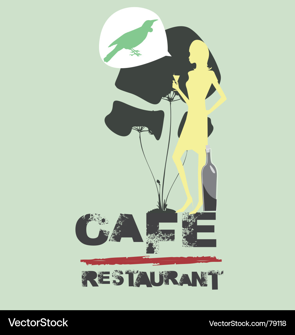 Elegant Silhouette Cafe Vector Image