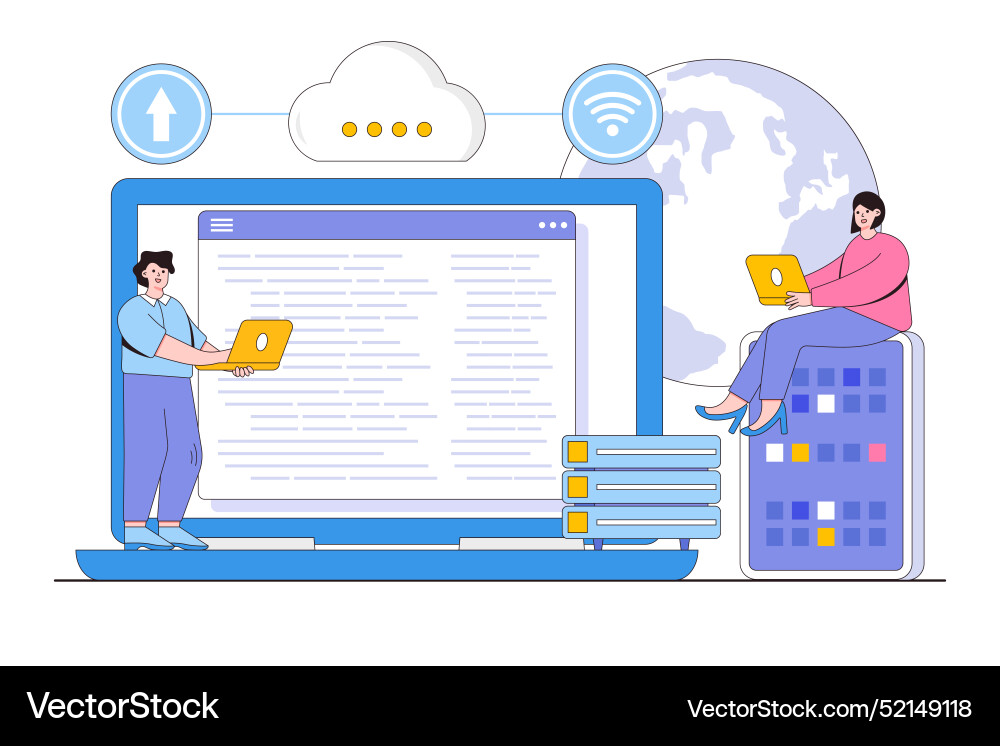 Flat cloud data storage remote backup of files Vector Image