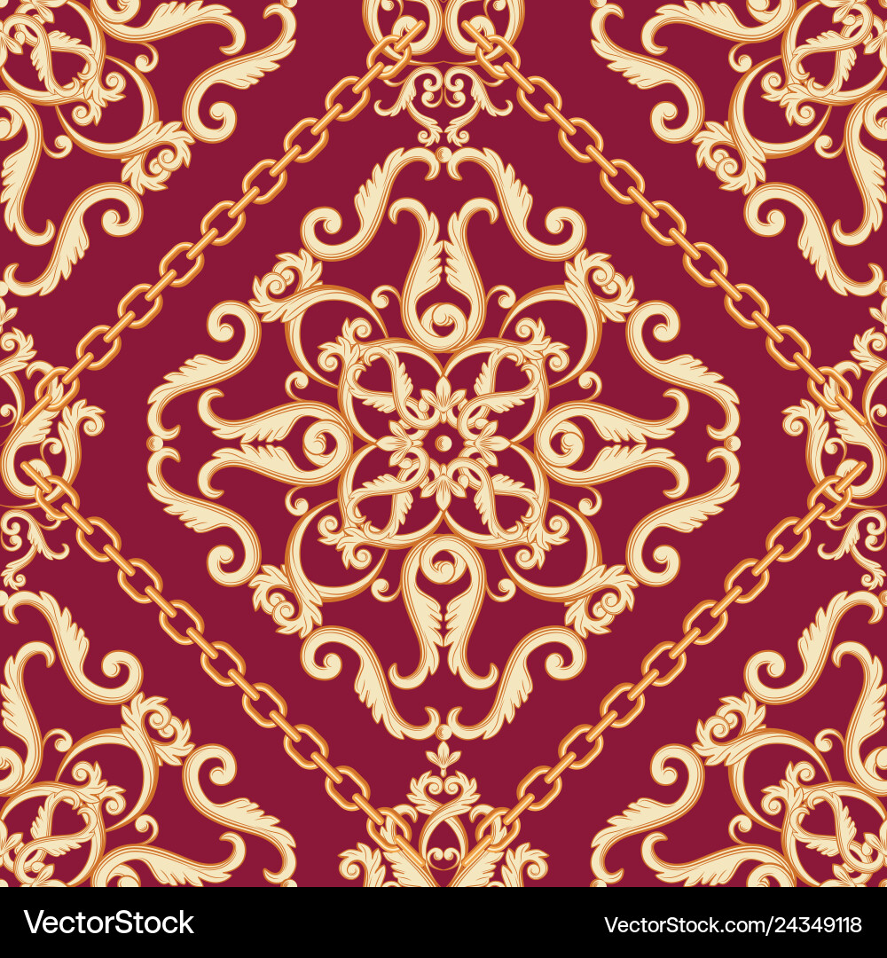 Golden Damask Pattern Vector Image