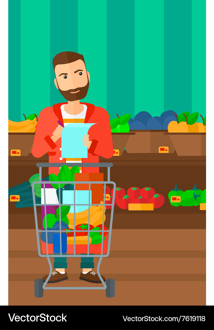 Man with shopping list Vector Image
