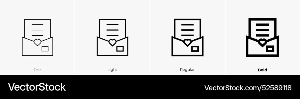 Message icon thin light regular and bold style Message icon thin light regular and bold style vector image