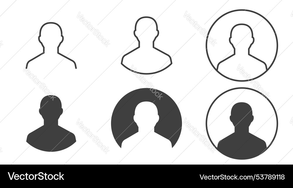 Set of user profile icons isolated on white Vector Image