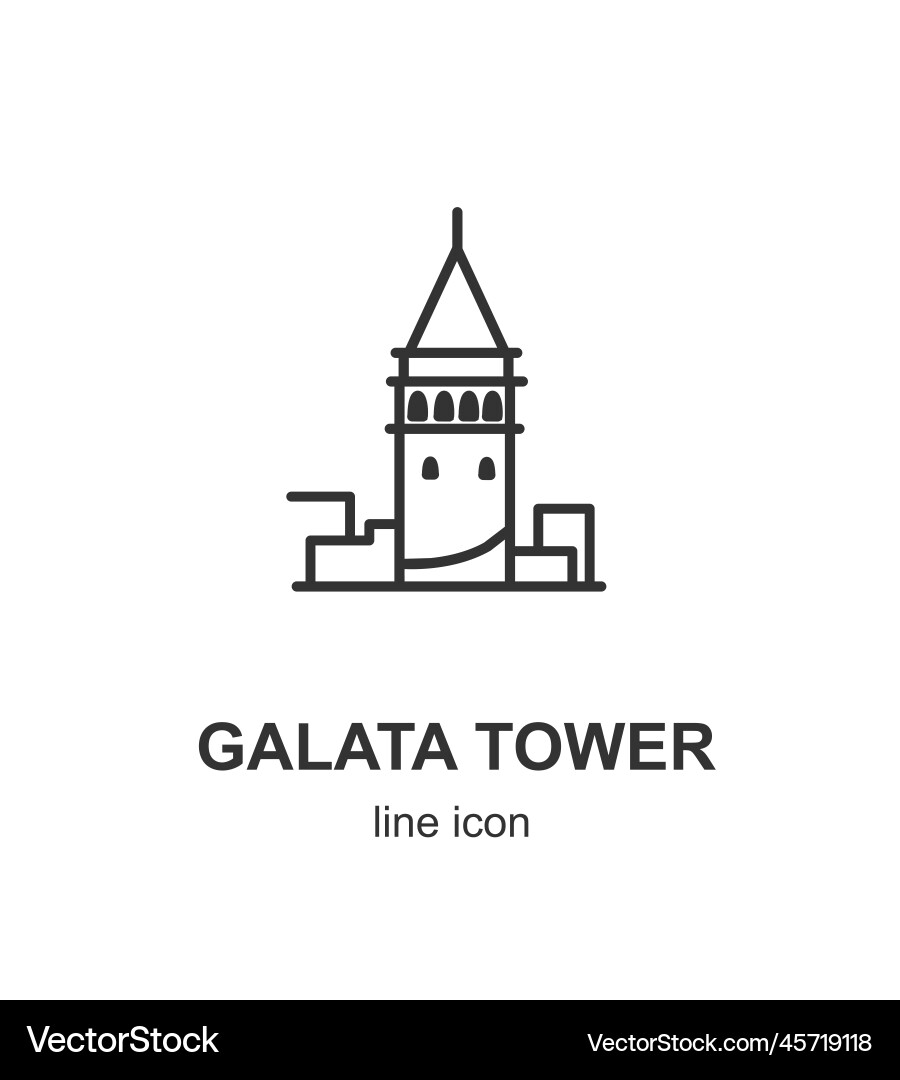 Turkish galata tower sign thin line icon emblem Turkish galata tower sign thin line icon emblem vector image