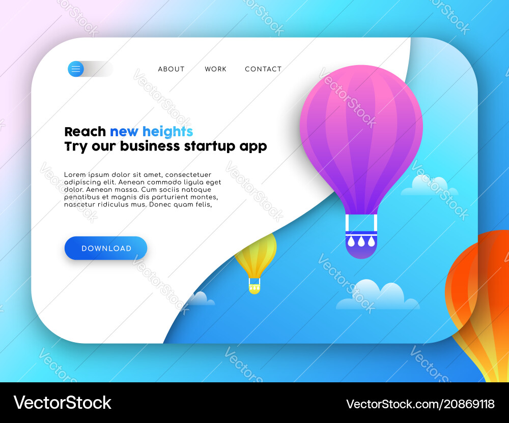 Web business landing page template for app idea Web business landing page template for app idea vector image