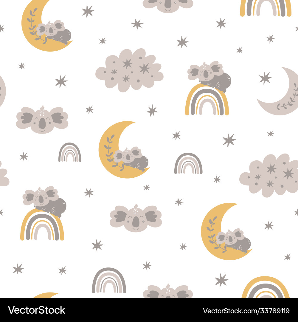 Baby bear pattern sweet dream sleeping koala Baby bear pattern sweet dream sleeping koala vector image