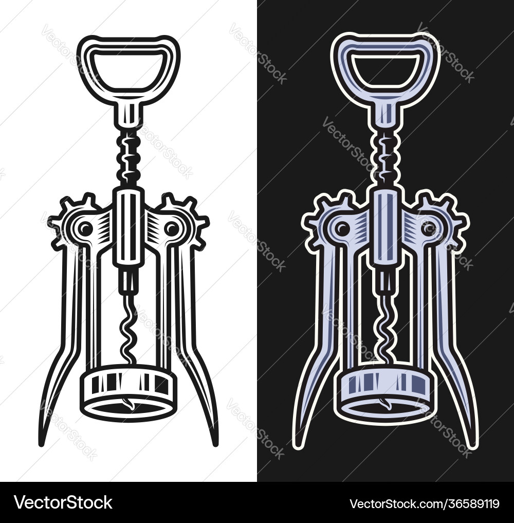 Corkscrew set two styles object black Corkscrew set two styles object black Vector Image