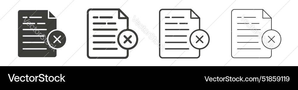 Delete document icon set cancel or remove file Delete document icon set cancel or remove file vector image