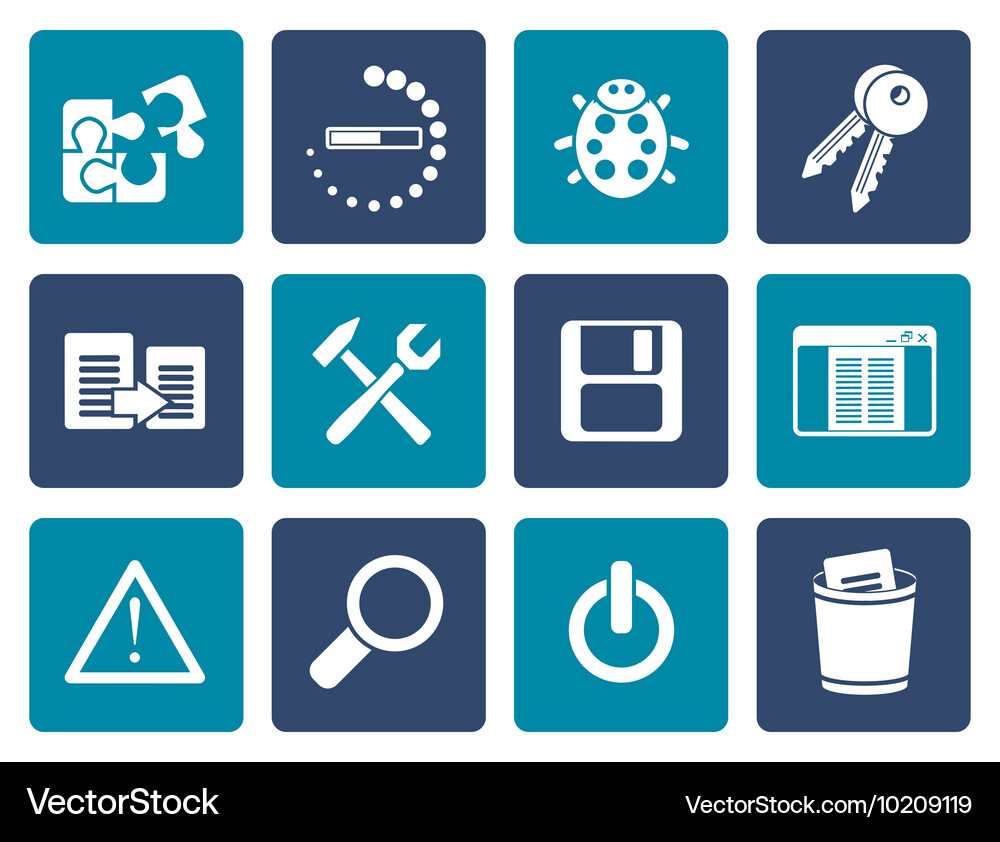 Flat developer programming and application icons Vector Image