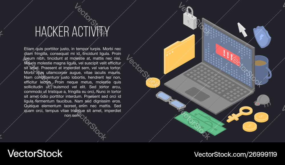 Hacker activity concept banner isometric style vector image