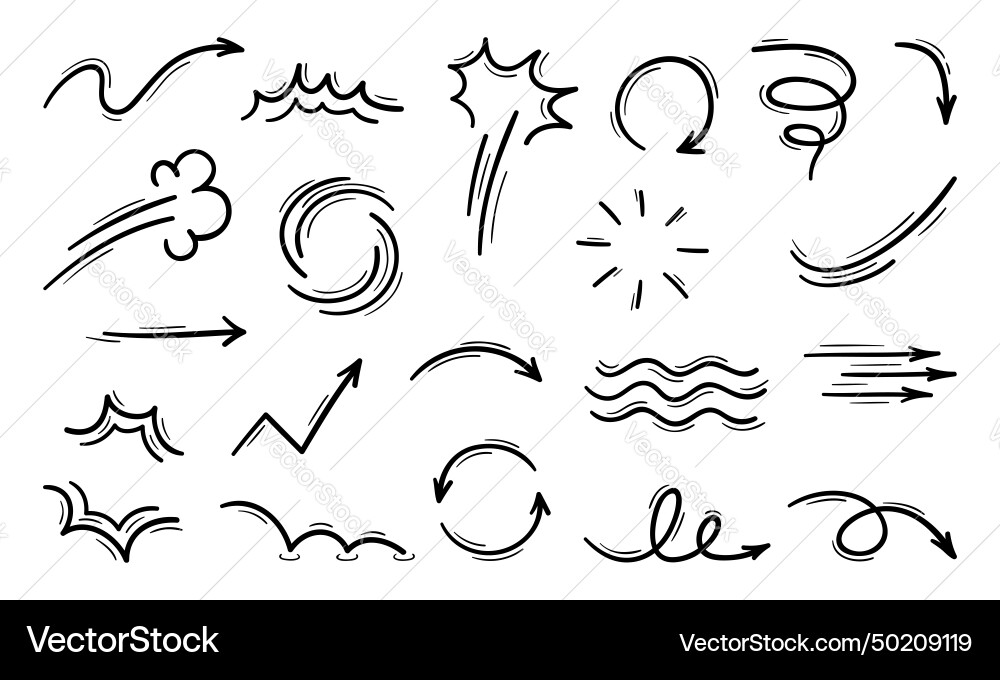 Movement and motion lines arrows curve waves Movement and motion lines arrows curve waves vector image