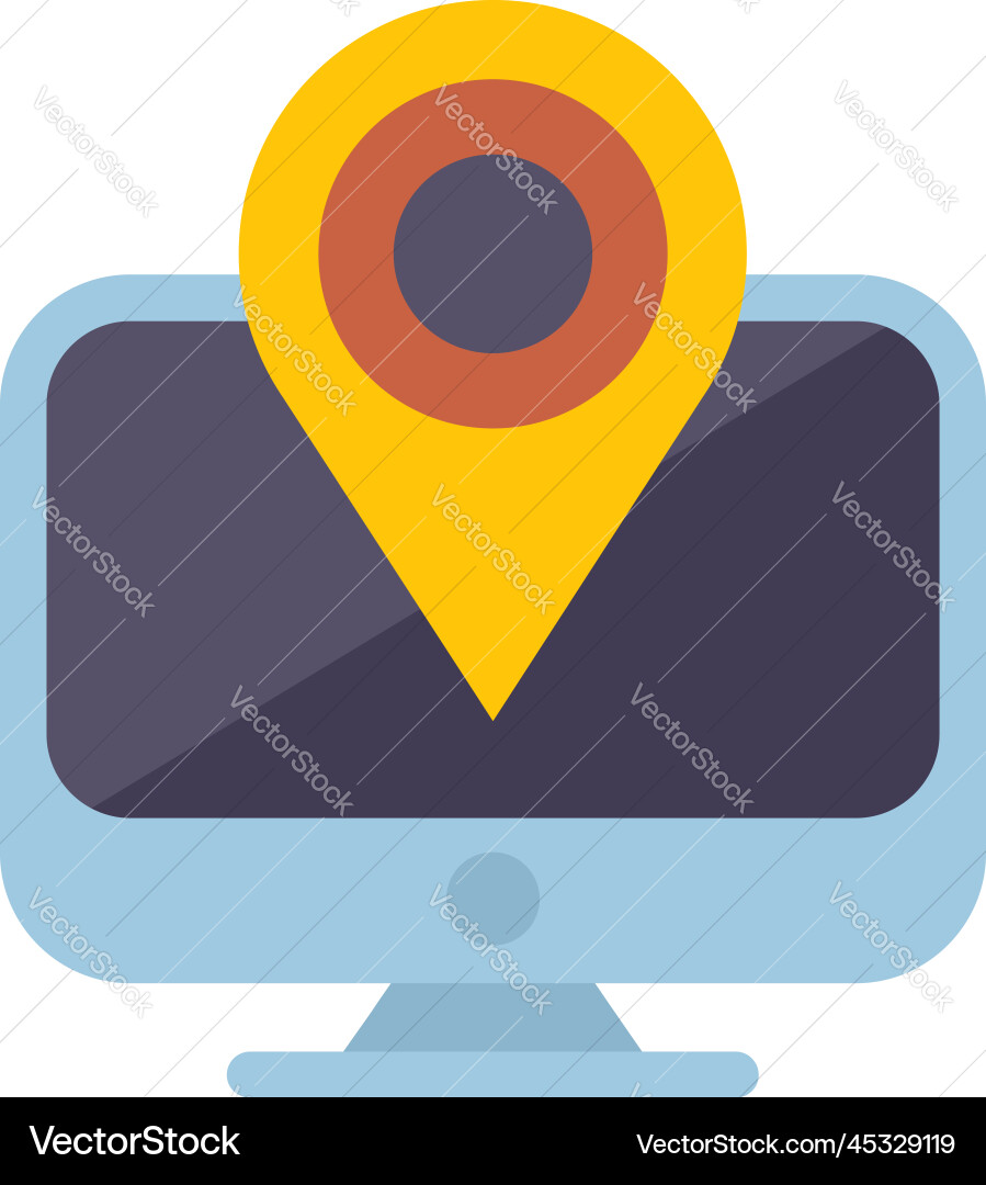 Pc location icon flat web button Pc location icon flat web button Vector Image
