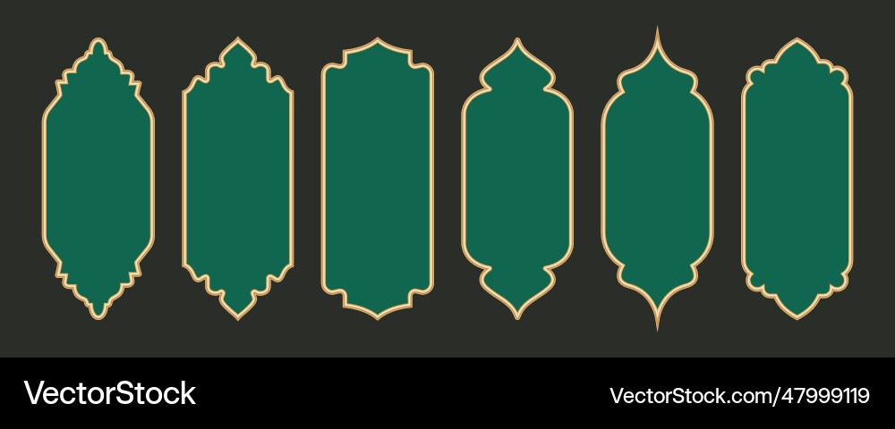 Ramadan frame shapes golden border with pattern Ramadan frame shapes golden border with pattern Vector Image