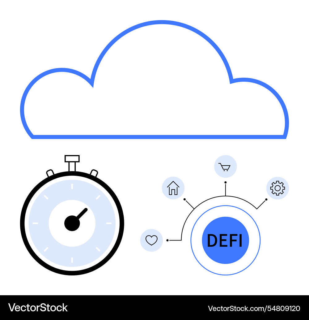 Cloud storage with defi integration and timely Cloud storage with defi integration and timely vector image