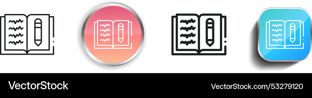 Diary icon thin linear regular and button style Diary icon thin linear regular and button style Vector Image