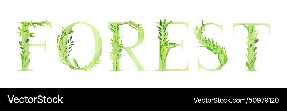 Forest Alphabet Word Art Royalty Free Vector Image