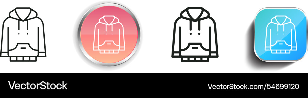 Hoodie icon thin linear regular and button style vector image