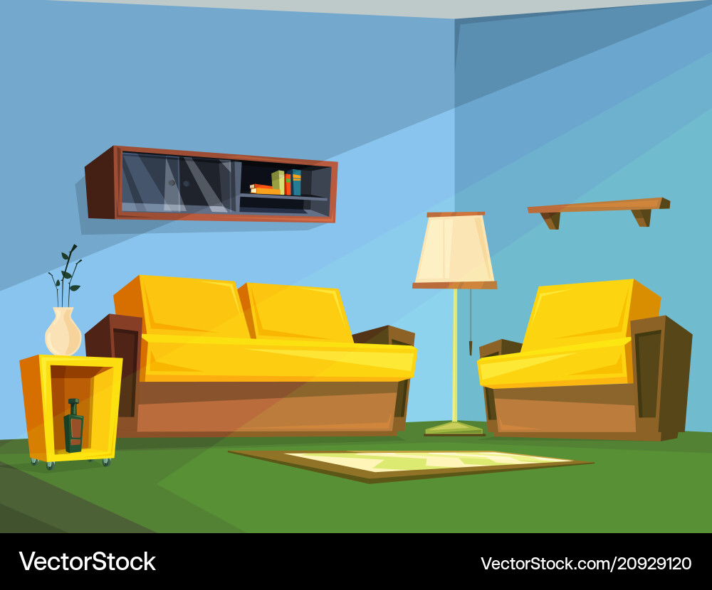 Living room interior in cartoon style vector image