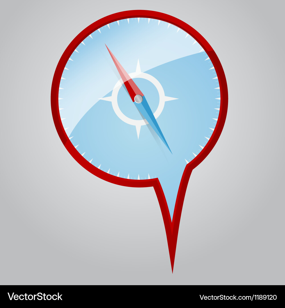 Map flag or pin design with compass inside Vector Image