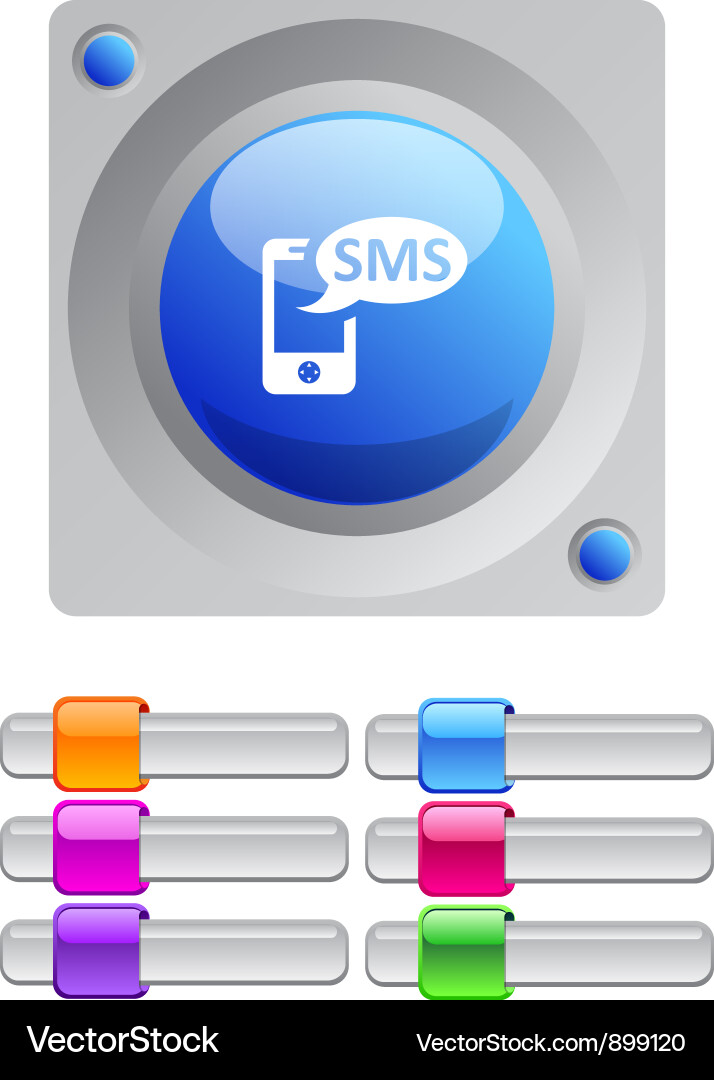 Sms color round button vector image