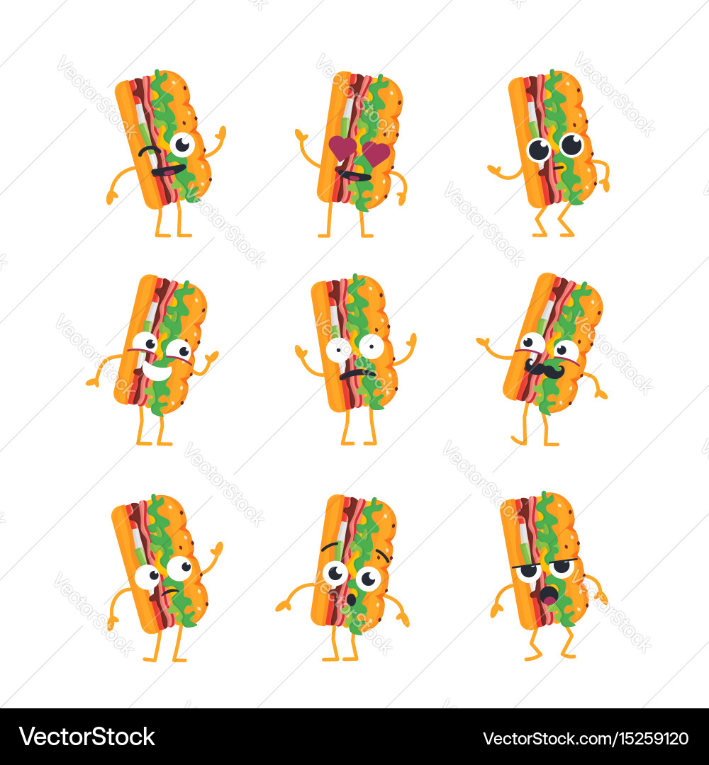 Sub character - set of mascot Royalty Free Vector Image