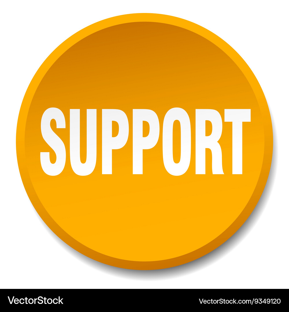 Support orange round flat isolated push button Vector Image