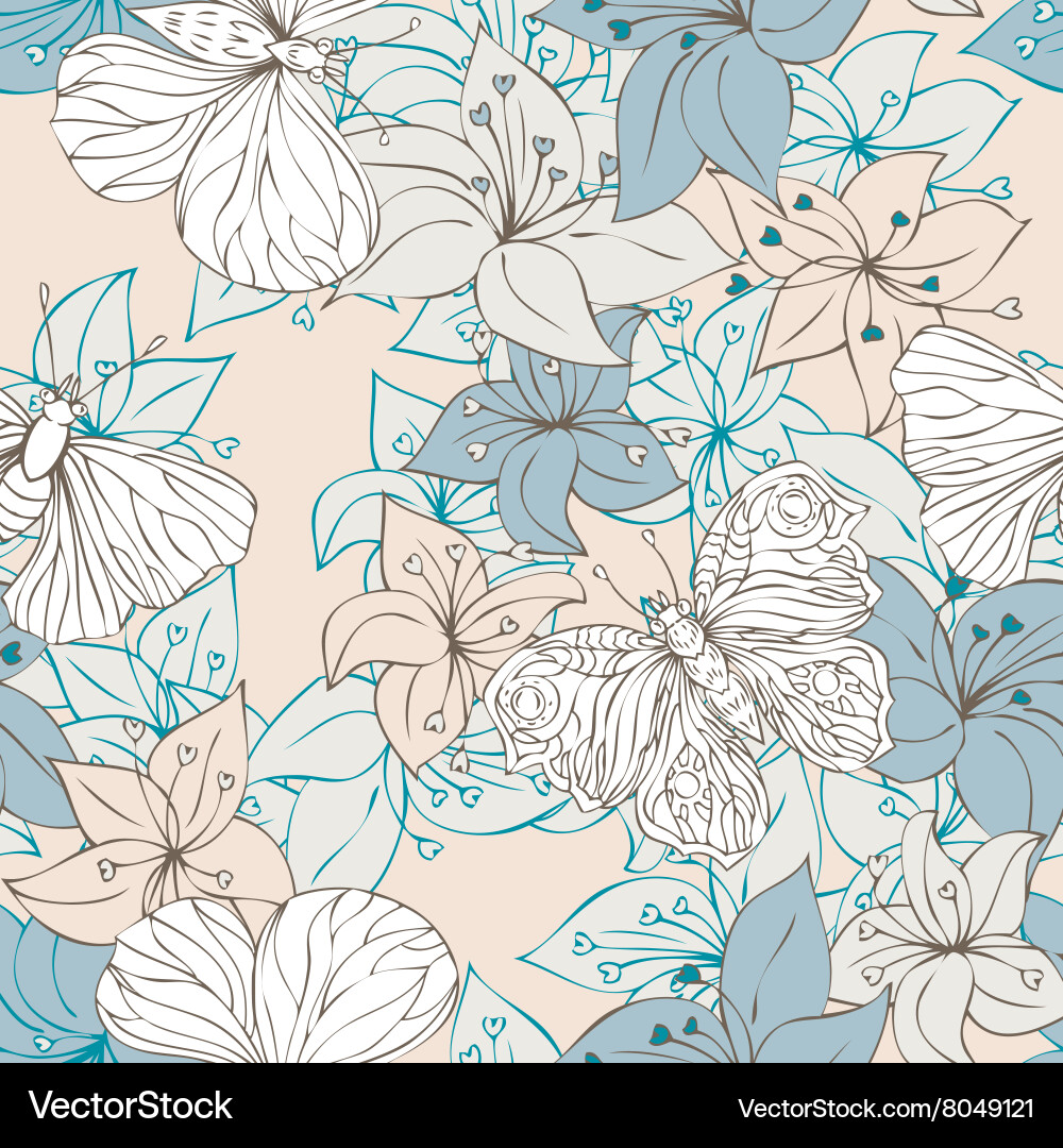 Abstract seamless pattern with flowers vector image