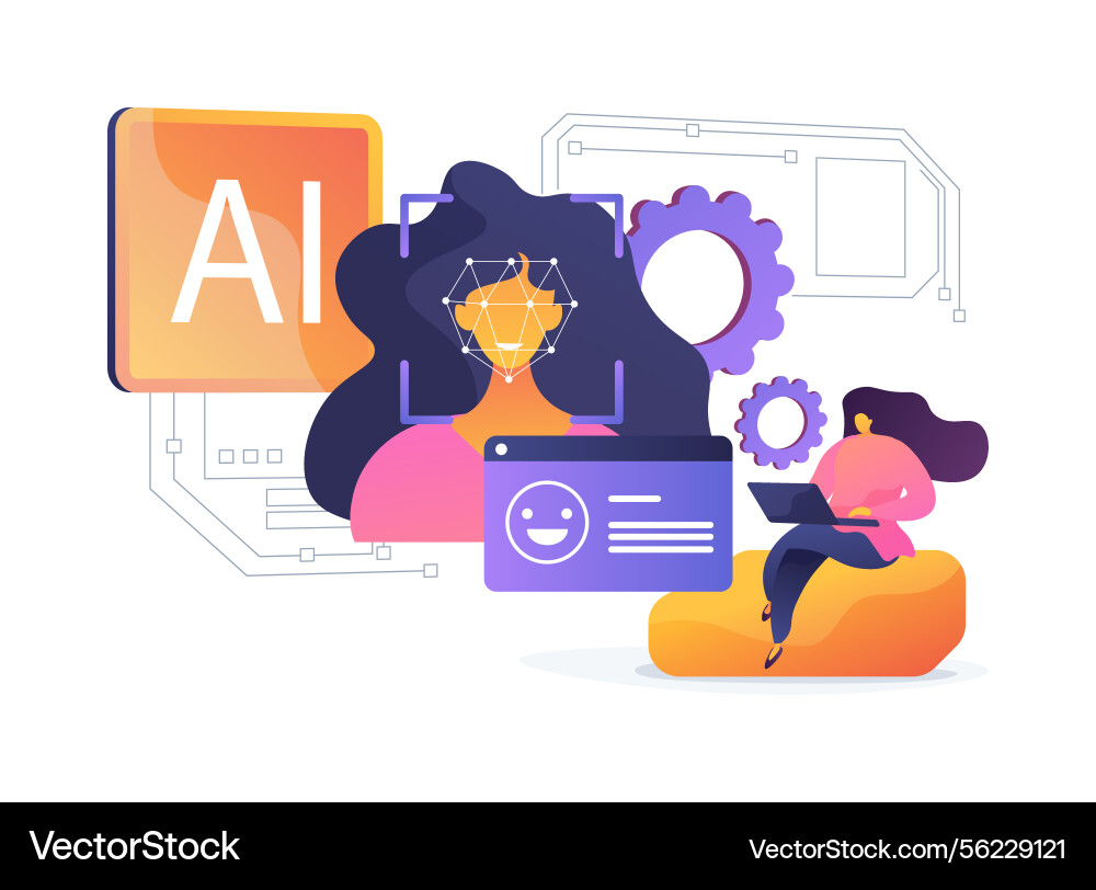 Ai emotion detection in customer service abstract Ai emotion detection in customer service abstract vector image