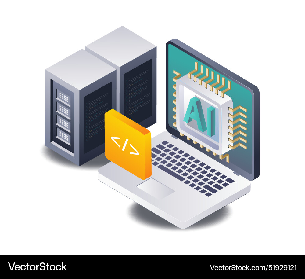 Artificial intelligence and server data management Artificial intelligence and server data management vector image