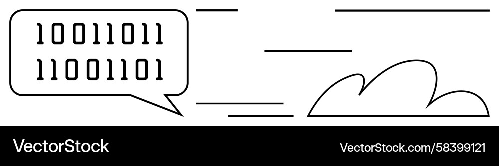 Binary code in speech bubble floating toward Binary code in speech bubble floating toward Vector Image