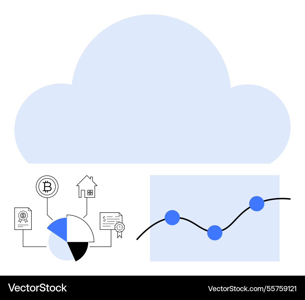 Cloud computing with data visualization Cloud computing with data visualization vector image