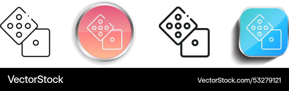 Dice icon thin linear regular and button style Vector Image